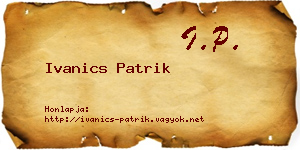 Ivanics Patrik névjegykártya
